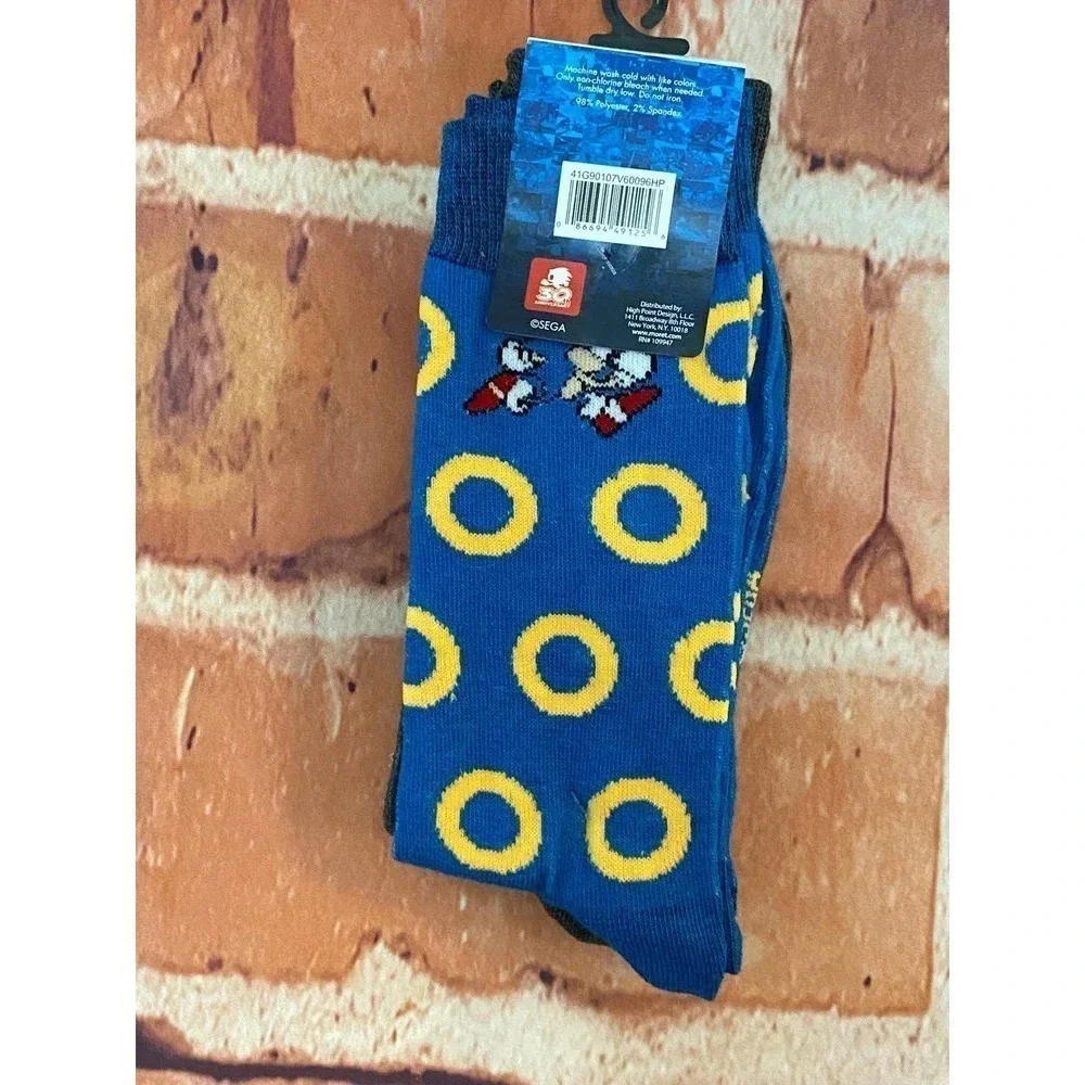 Sonic The Hedge Hog Soft Cozy Crew Fall Winter Socks New Men's 2 Pair Set